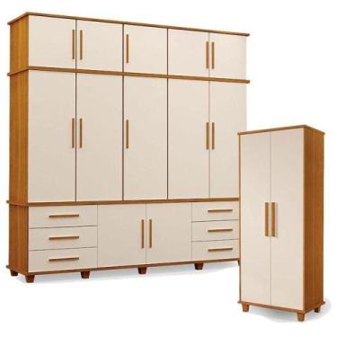Imagem de Guarda Roupa Casal Londres 5 Portas E Armário Multiuso Berlim Freijó O