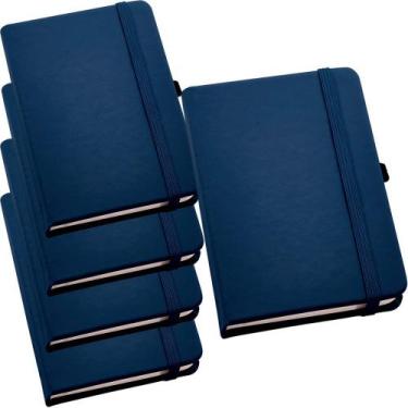 Imagem de Kit 5x Caderneta de Anotações 9x14cm 80 Fls Sem Pauta Azul - TopGet