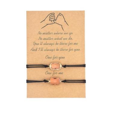 Imagem de 2 peças de pulseiras combinando Pinky Promise para casais, pulseiras delicadas de relacionamento de amizade, presentes de aniversário de dia dos namorados para ela, Adjustable, Cristal
