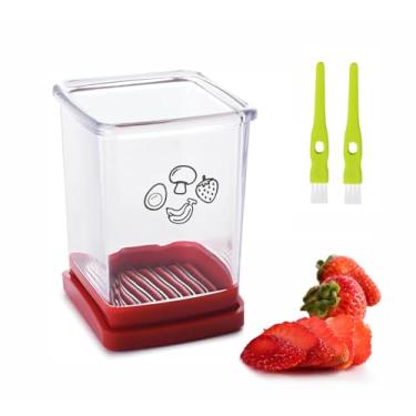 Imagem de ANIS·KEAAR Copo fatiador de frutas de aço inoxidável, cortador de velocidade multifuncional para ovo de morango, banana, uva, ovo, portátil, utensílio de cozinha para cortar legumes, salada, utensílio