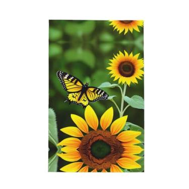 Imagem de XLLingL Toalhas de cozinha de waffle com estampa de borboleta de girassol, panos de prato de microfibra, para decoração e limpeza de cozinha - 1 peça