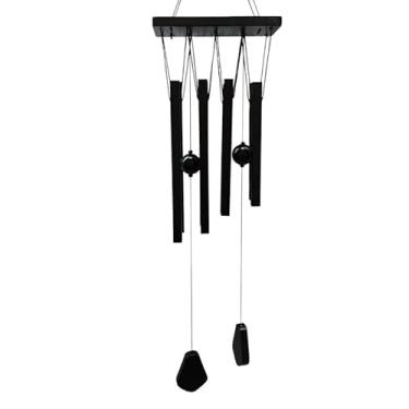 Imagem de Sino dos Ventos Mensageiro 18 Tubos Dourados de Aluminio 89,5cm - Carrilhão Decorativo para Varanda/Jardim, Sons Harmônicos, Resistente ao Ar Livre e Design Elegante(Preto 8 tubos)