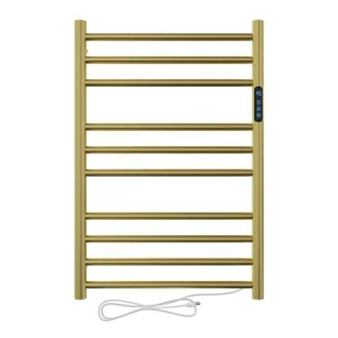 Imagem de Kazalinda Toalheiro Térmico Elétrico Redondo Dourado Fosco com Timer, Aço Inox, Fio Lado Direito