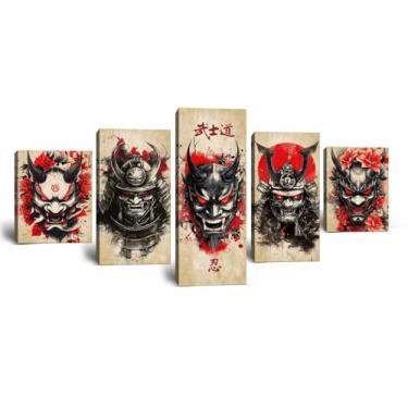 Imagem de Arte de parede Bushido Samurai japonês, decoração de parede, imagens em tela vermelha e preta, para restaurante com tema japonês, taberna, hotéis, quarto, sala de estar, escritório, banheiro