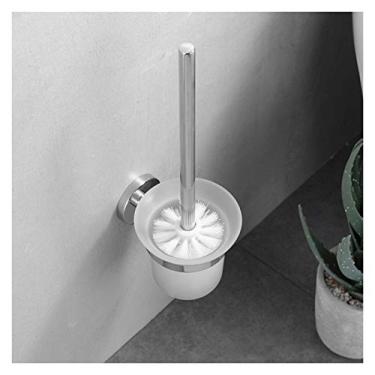 Imagem de Escova de vaso sanitário sem perfuração, prateleira para banheiro, vaso sanitário, aço inoxidável, conjunto de escovas com capacidade de suporte de carga, escova de vaso sanitário e suporte