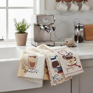 Imagem de Pano de Copa e Prato em Algodão Felpudo Estampado Café, 40x60 cm, 7 Unidades