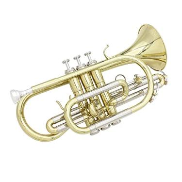 Imagem de Pocket Trumpet Brass Bb, instrumento de trompete estudantil, com estojo rígido, kit de limpeza, bocal 7C, pano e luvas, para crianças e adultos iniciantes, dourado
