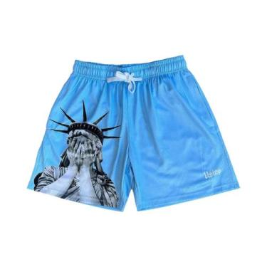 Imagem de Shorts Esportivos De Secagem Rápida Com Estampa De Chamas, Moda De Ver