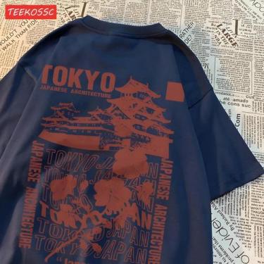 Imagem de Camisetas De Algodão Oversize Femininas Com Estampa De Sakura De Tóqui