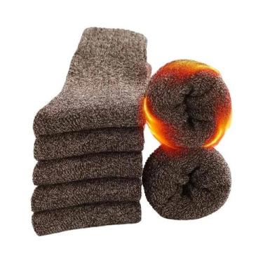 Imagem de Meias Masculinas de Lã Merino - 5 Pares de Meias Quentes para Inverno,