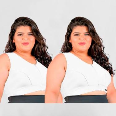 Imagem de Top fitness plus size feminino zíper kit2 treino sustentação - Catwalk