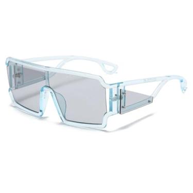 Imagem de Óculos de Sol Vintage Oversized Femininos e Masculinos, Estilo Punk, Modelo Monobloco (Azul Cinza)