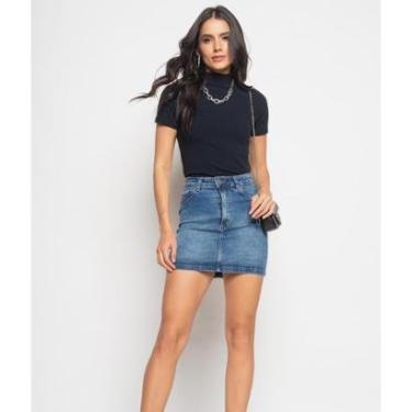 Imagem de Saia Jeans Salvatore Fashion Curta Feminina-Feminino