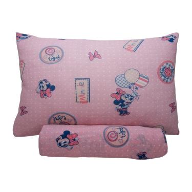 Imagem de Jogo de Lençol KazzaVip Baby Malha 100% Algodão Berço Americano Estampado Com Elástico 2 Peças Minnie Doce Rosa