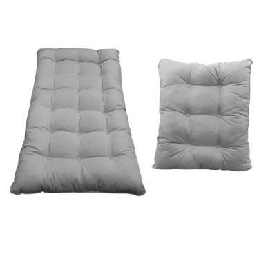 Imagem de Kit Almofadas para Poltrona e Puff Costela Suede Cinza - Doce Sonho Mó