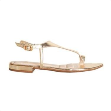 Imagem de Sandália Rasteira Dourada Dm Glam-Feminino