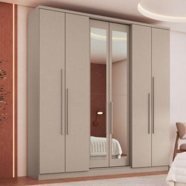 Imagem de Guarda Roupa Casal com Espelho 6 Portas Sonata Móveis Castro, Duna