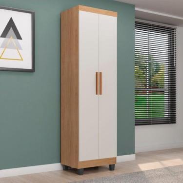 Imagem de Armário Multiuso 2 Portas com Pés Lite Móveis Leão, Nature/Off White