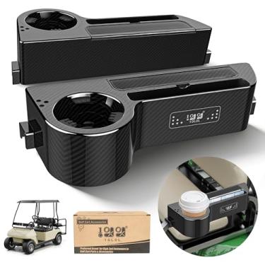 Imagem de 10L0L Apoio de braço de carrinho de golfe com suporte de copo universal para carro EZGO Club Yamaha sem necessidade de perfuração, serve para estrutura de tubo quadrado de 2,5 cm/1-1/10.2 cm, descanso