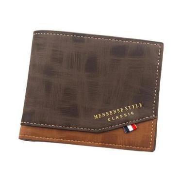Imagem de Carteira Masculina Curta Tri-fold Com Múltiplos Compartimentos, Zíper 