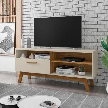 Imagem de Rack Bancada Paladio TV 55 Pol. Sala Com Pes de Madeira - Móveis Becha