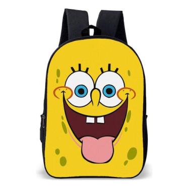 Imagem de Mochila Infantil Escolar Simples Tema Desenho Esponja Rosto Lançamento