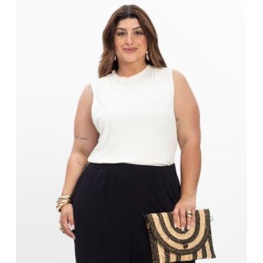 Imagem de Regata Plus Size Em Ribana Canelada Secret Glam Bege, Plus G4, Bege