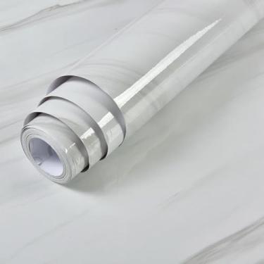 Imagem de Papel de parede 40 cm de largura impermeável e à prova de óleo para superfícies de cozinha e banheiro, fogões, mesas, armários e móveis, jazz branco