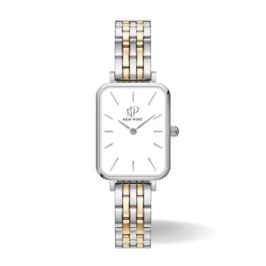 Imagem de Relógio Feminino Quadrado Bicolor Casual Elegante New Port