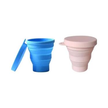 Imagem de Copo De Água Colapsável De Silicone 180ML Com Tampa Portátil Para Camp