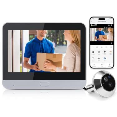 Imagem de Olho Magico Digital, Olho Magico Digital WiFi com Camera, Controle Aplicativo, Tela de 4,3 Polegadas, Resolução Full HD 1080p, Capacidade de Visão Noturna, Detecção de Movimento