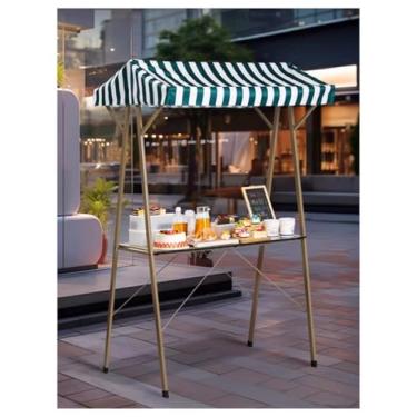 Imagem de Barraca dobrável Farmers Market - Carrinho de comida comercial móvel, suporte de fornecedor resistente, capacidade de 150 kg, 150 x 61 cm, ideal para vendedores ambulantes e mercados