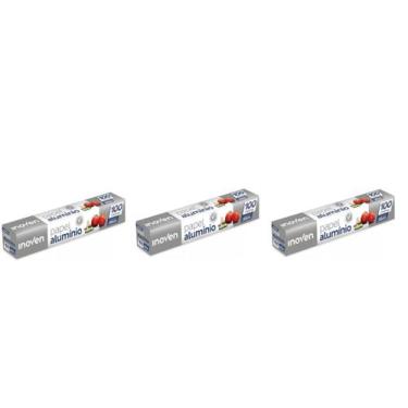 Imagem de 3 Rolos Bobina Papel Aluminio 30cm X 100 Metros Qualidade - Inoven