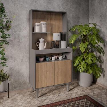 Imagem de Armário 2 Portas Cantinho do Café Rilary para Cozinha Grafite/Freijó M