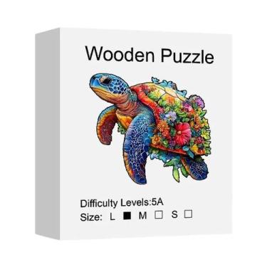 Imagem de Quebra-Cabeça De Madeira Tartaruga Marinha Com Peças Irregulares Em Fo