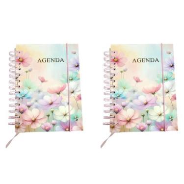 Imagem de Kit 2 Agenda A5 Permanente Espiral Capa Floral e Borboleta - SANXIA, F