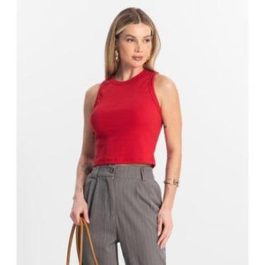 Imagem de Regata Cropped Feminina Ribana Rovitex Vermelho-Feminino