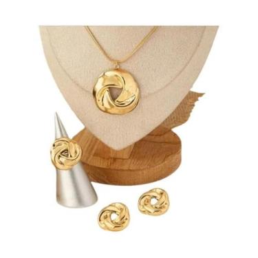 Imagem de Conjunto De Joias Femininas Para Casamento E Festa: Brincos, Colar, Pu