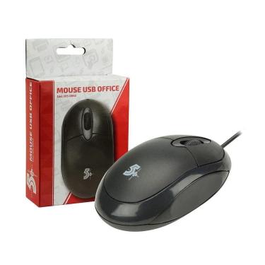 Imagem de Mouse Ótico Usb Office Preto 1000dpi Ergonômico 5+
