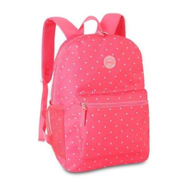 Imagem de Mochila Bolsa Costas Escolar Juvenil Feminina Poá - Clio, Rosa