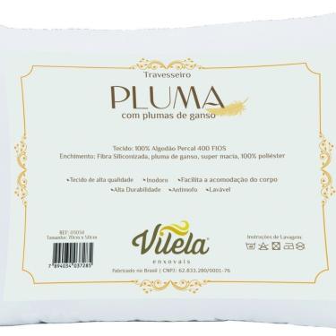 Imagem de Travesseiro Pluma De Ganso 70x50 Cm Percal 400 Fios Acetinado 1 Peça 100% Algodão - Branco