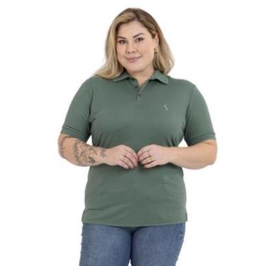 Imagem de Camisa Polo Plus Size Feminina Botões Dia a Dia Trabalho-Feminino