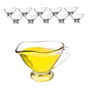 Imagem de Kit 10 Molheira De Vidro Alça 200ml Cremeira Molho Decoração - CLICK H