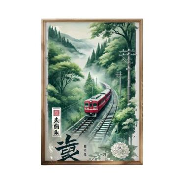 Imagem de Impressão Em Tela De Paisagem Ferroviária Japonesa Retrô De Rua Noturn
