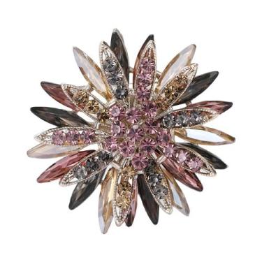 Imagem de Broches De Luxo Femininos Com Strass Em Formato De Flor, Alfinetes De 