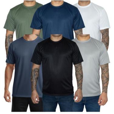 Imagem de Camiseta Masculina Dry fit Lisa 5Peças Academia Treino Corrida Casual 