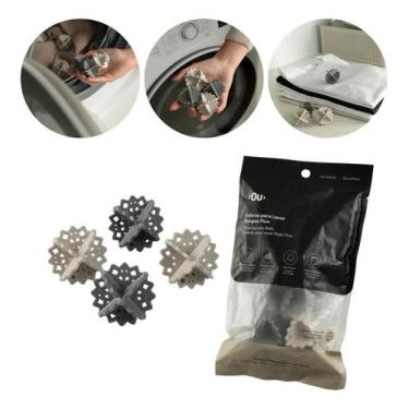 Imagem de Esferas Lava Roupas 4 Unidades Bolinhas Lavagem Máquina Tira Fiapos Ev