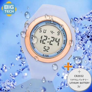 Imagem de Relógio Digital Feminino Esportivo SHUNWAY Azul+BATERIA - Tudo em Caixa