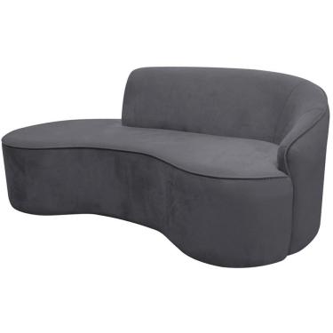 Imagem de Sofá Curvo 02 Lugares 150cm Eron Braço Esquerdo Veludo Cinza - Nexta Casa