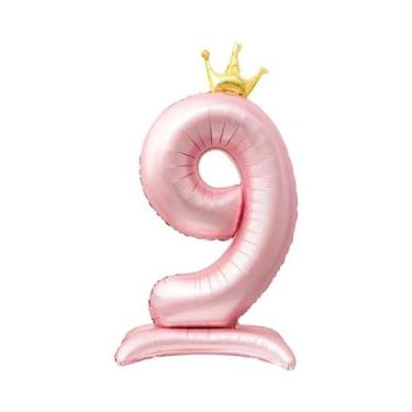 Imagem de Balão De Número Rosa De 40 Polegadas Com Coroa De Princesa Para Decora